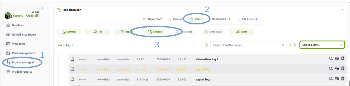 Launching the Compare Tool