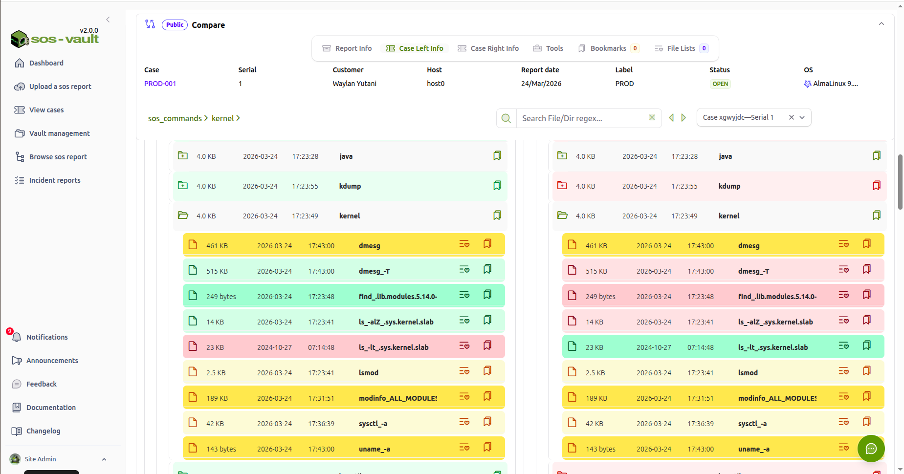 10. Comparing sos Reports.
